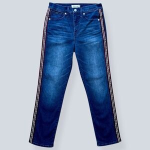 Madewell Stovepipe Straight Jeans Size 27 Dark Wash Side Stripe NWOT